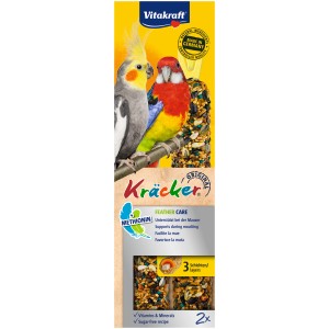 Vitakraft Kräcker Feather Care für Großsittiche, 2 Stück. Ergänzungsfutter mit Vitaminen und Mineralstoffen.
