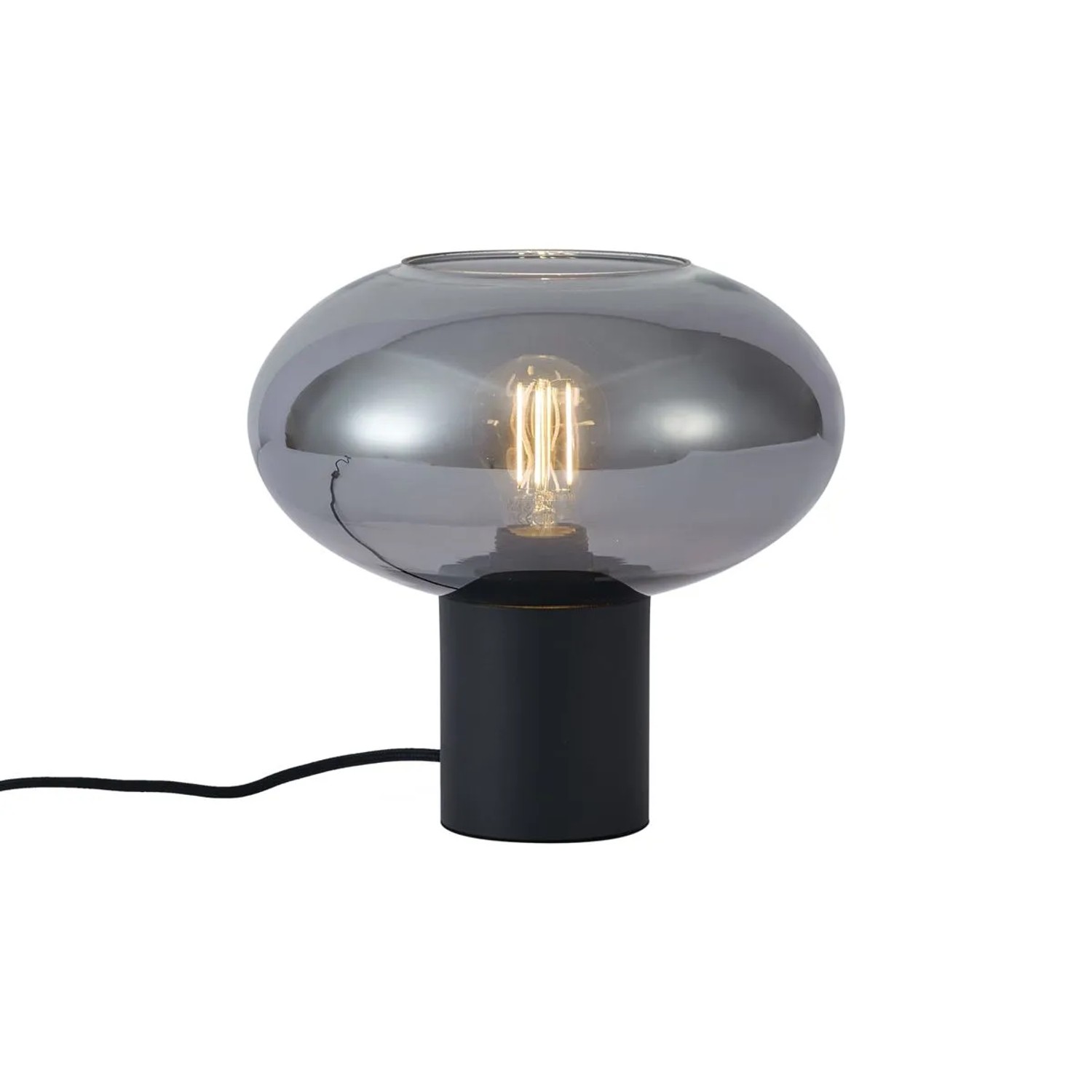 QAZQA Design-Tischleuchte Schwarz mit Rauchglas Umbrella