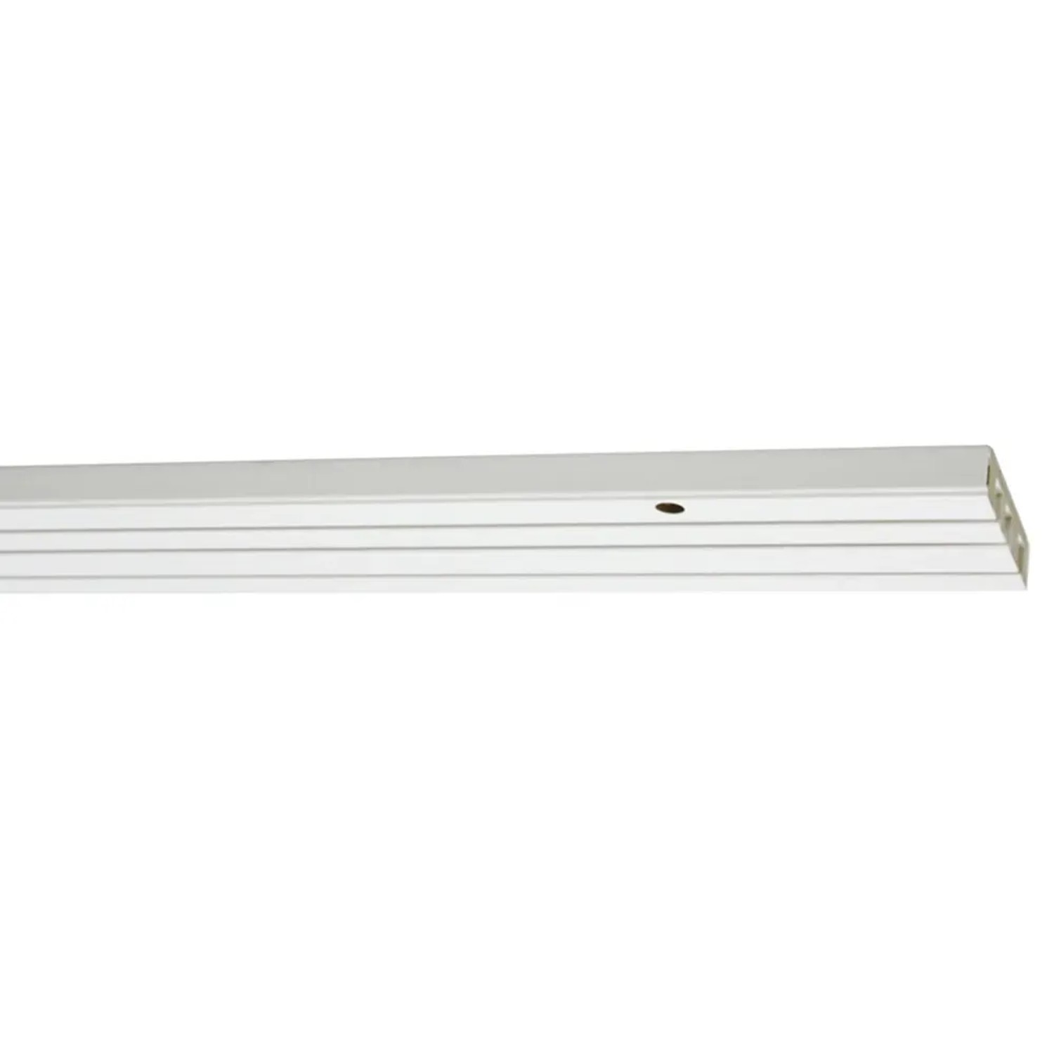 Weiße Gardinia Vorhangschiene, 3-läufig, 300 cm lang, zur Deckenmontage.