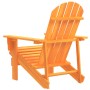 Oranger vidaXL Adirondack-Gartenstuhl aus massivem Tannenholz, von hinten rechts gezeigt. Breite Armlehnen, Lattenrückenlehne.