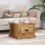 Quadratischer vidaXL Couchtisch aus Holzwerkstoff in Altholz-Optik mit Schublade im Wohnzimmer.