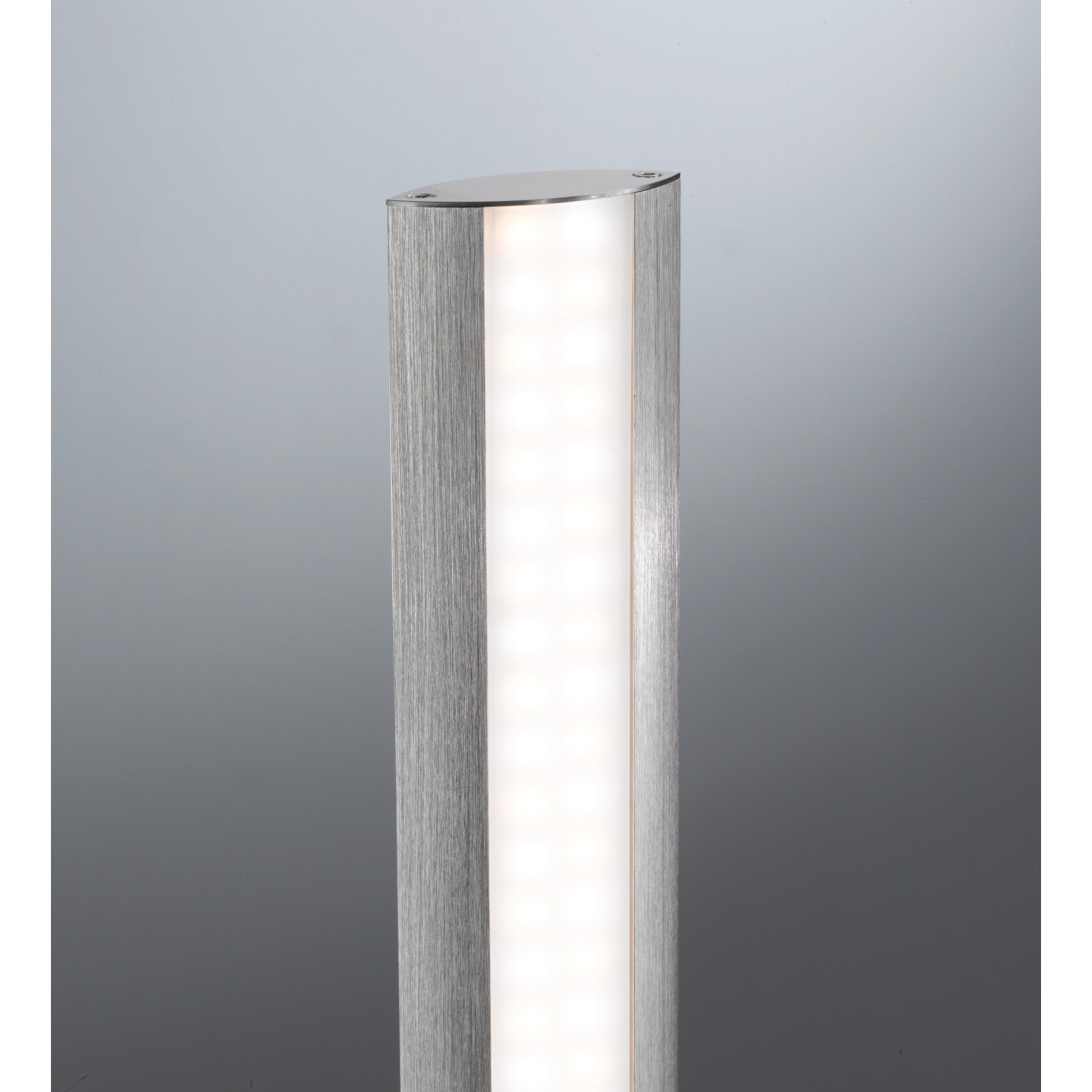 Moderne LED-Stehleuchte Beat TW von Fischer & Honsel in Aluminium-Optik.