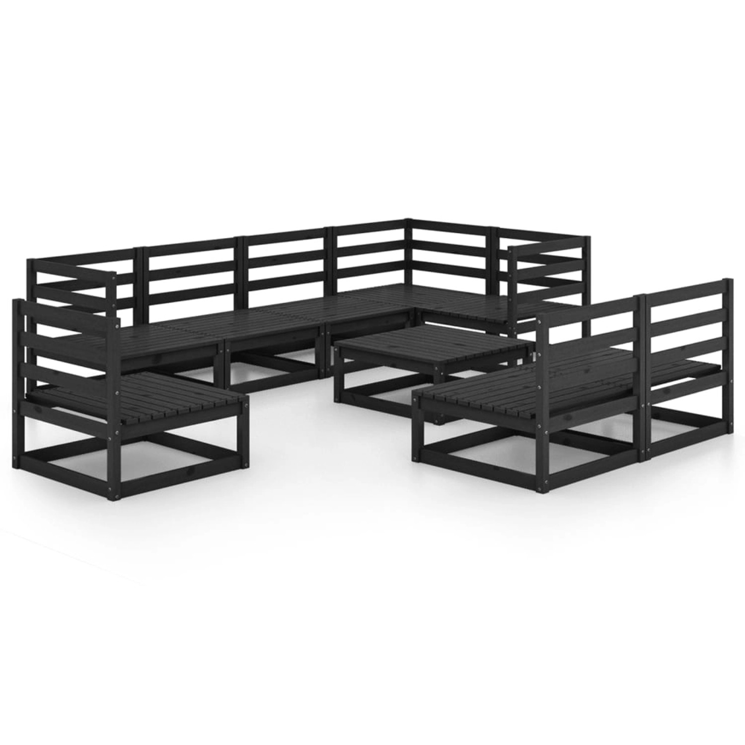 vidaXL 9-tlg Garten-Lounge-Set Schwarz Massivholz Kiefer Modell 12 günstig online kaufen