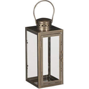 Goldene Mica Decorations Laterne Arzilla, 23,5 cm hoch, aus Metall und Glas für stimmungsvolle Beleuchtung.