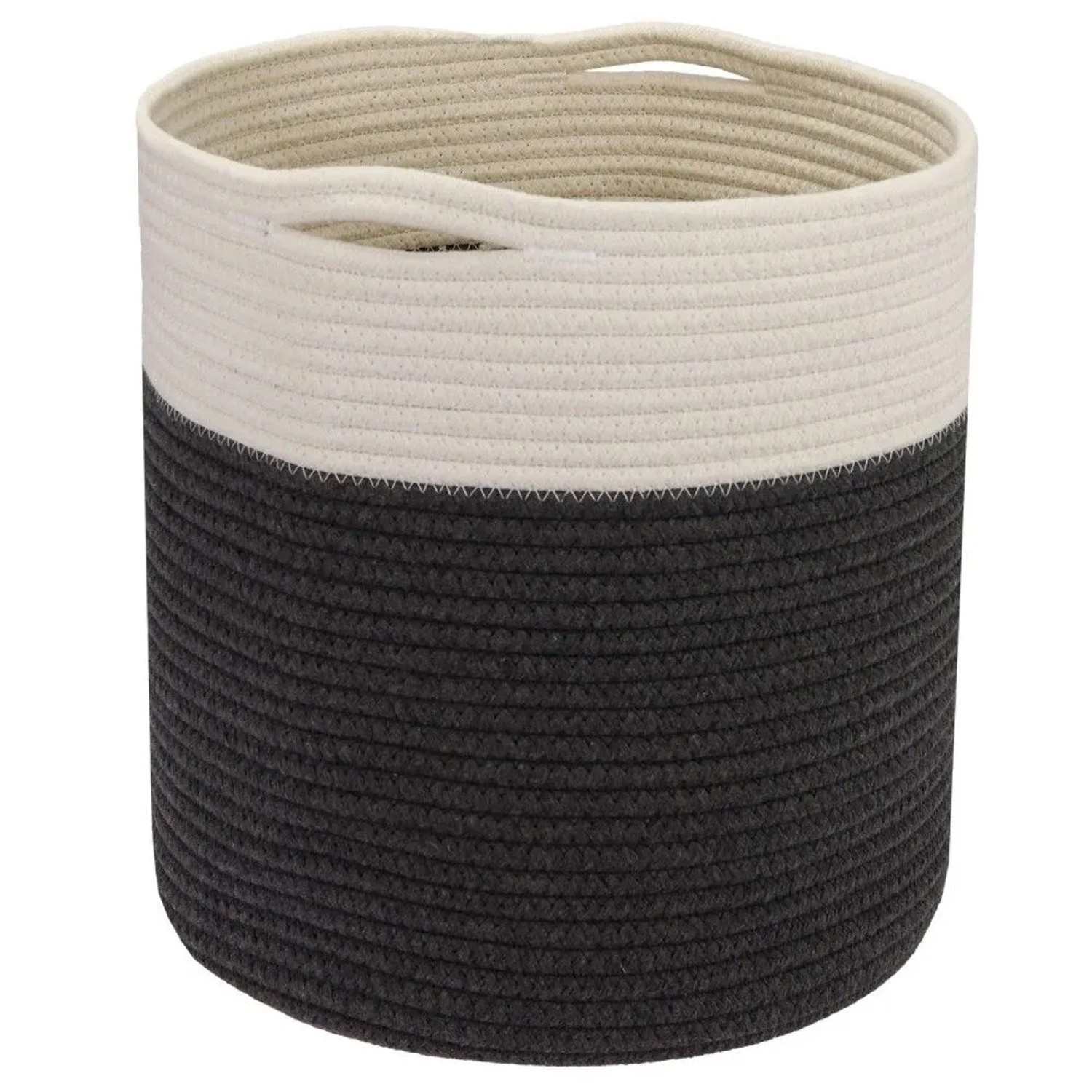 HMF 39015-31CM-82 Aufbewahrungskorb Versteckten Griffen Runder Korb Kallax 31 x 31 cm Weiß-Grau