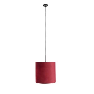 QAZQA Hängelampe mit Veloursschirm Rot mit Gold 40 cm Combi
