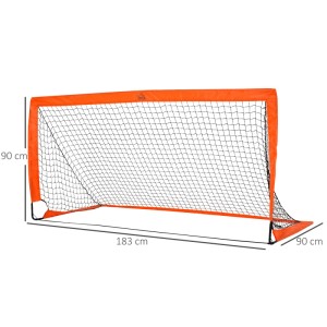 HOMCOM Fußballtor aus Metall, orange-schwarz, mit Netz und Maßen 183x90x90 cm. Für Spiel & Spaß.