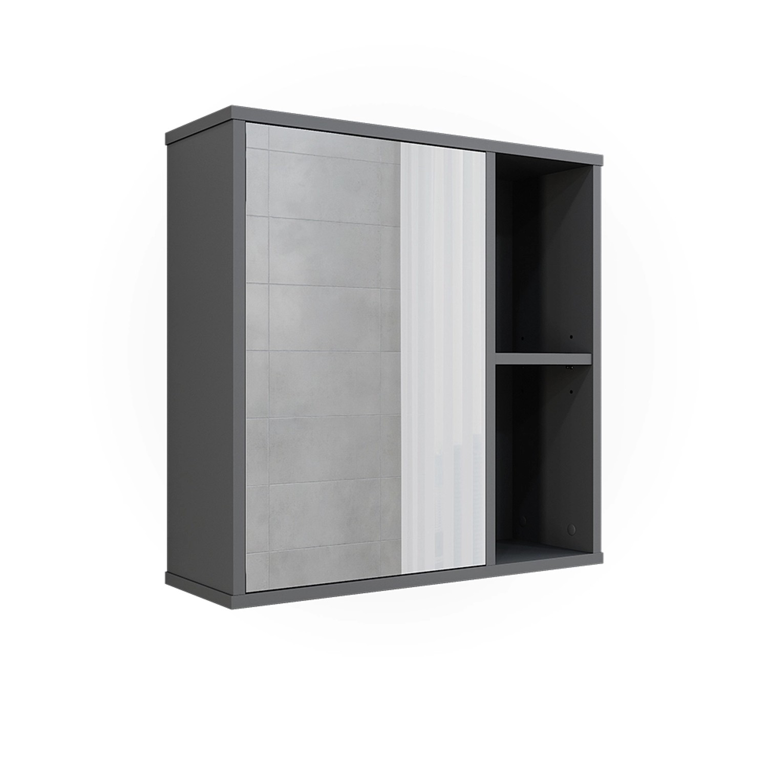 Vicco Badspiegelschrank Leano Anthrazit 60 x 60 cm günstig online kaufen
