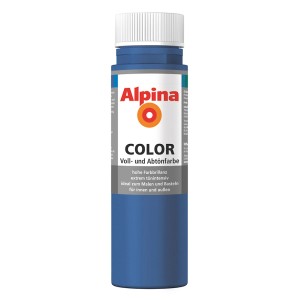 Alpina Color Mystery Blue Abtönfarbe, seidenmatt, 250ml Flasche.