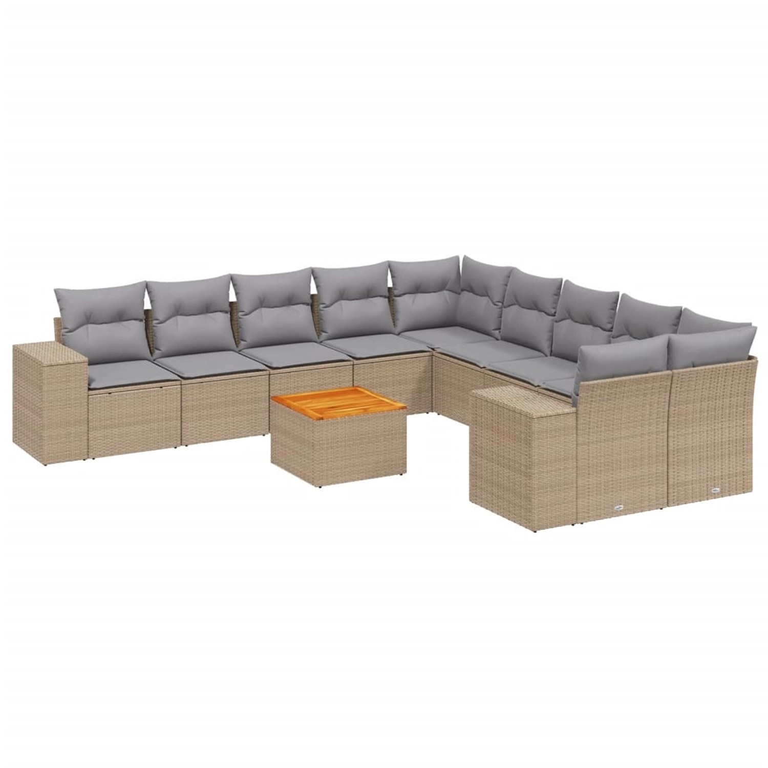 vidaXL 11-Tlg Garten-Sofagarnitur mit Kissen Beige Poly Rattan 3225639 günstig online kaufen