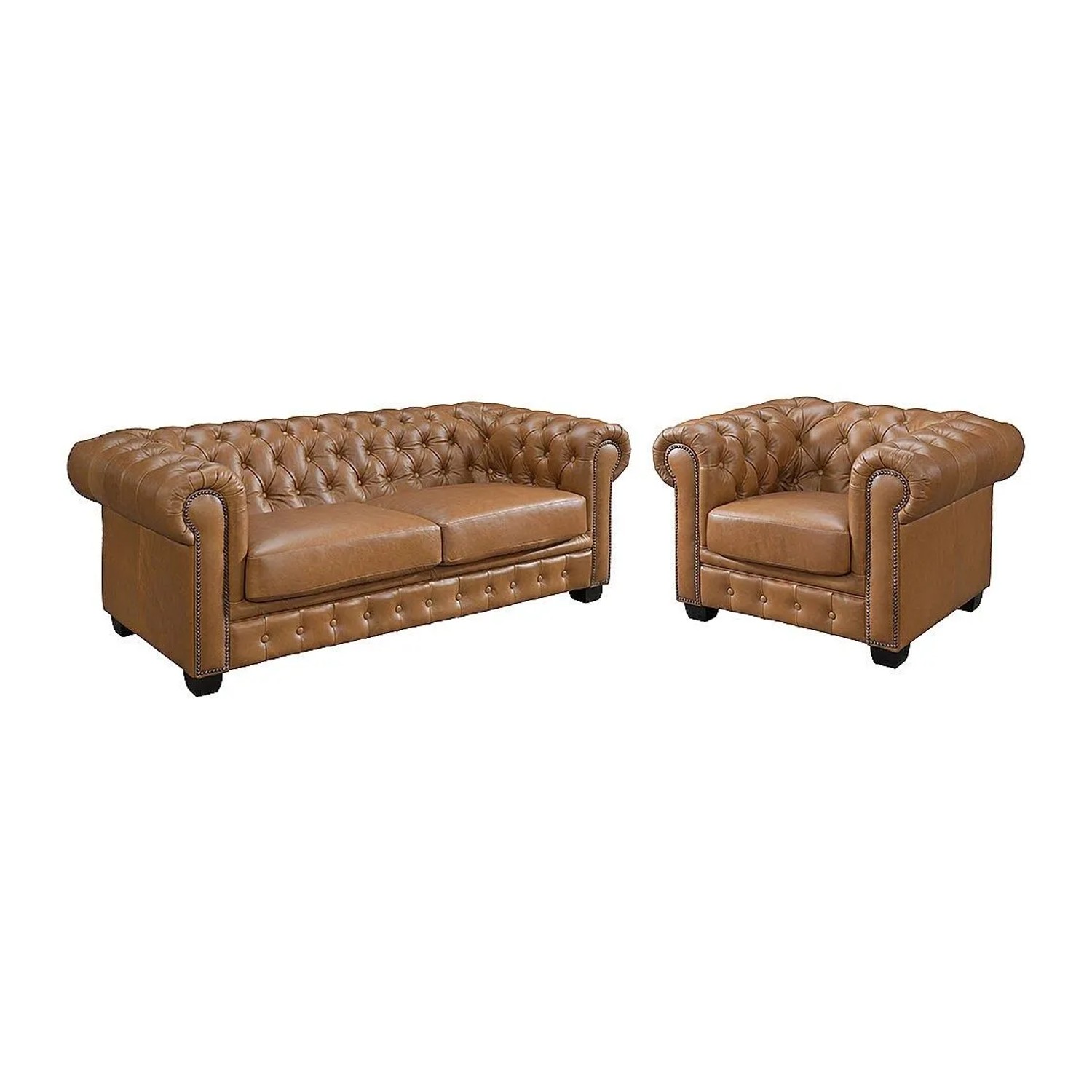 Vente-unique Couchgarnitur Mit Sessel Brenton Camel 105 cm  201 cm