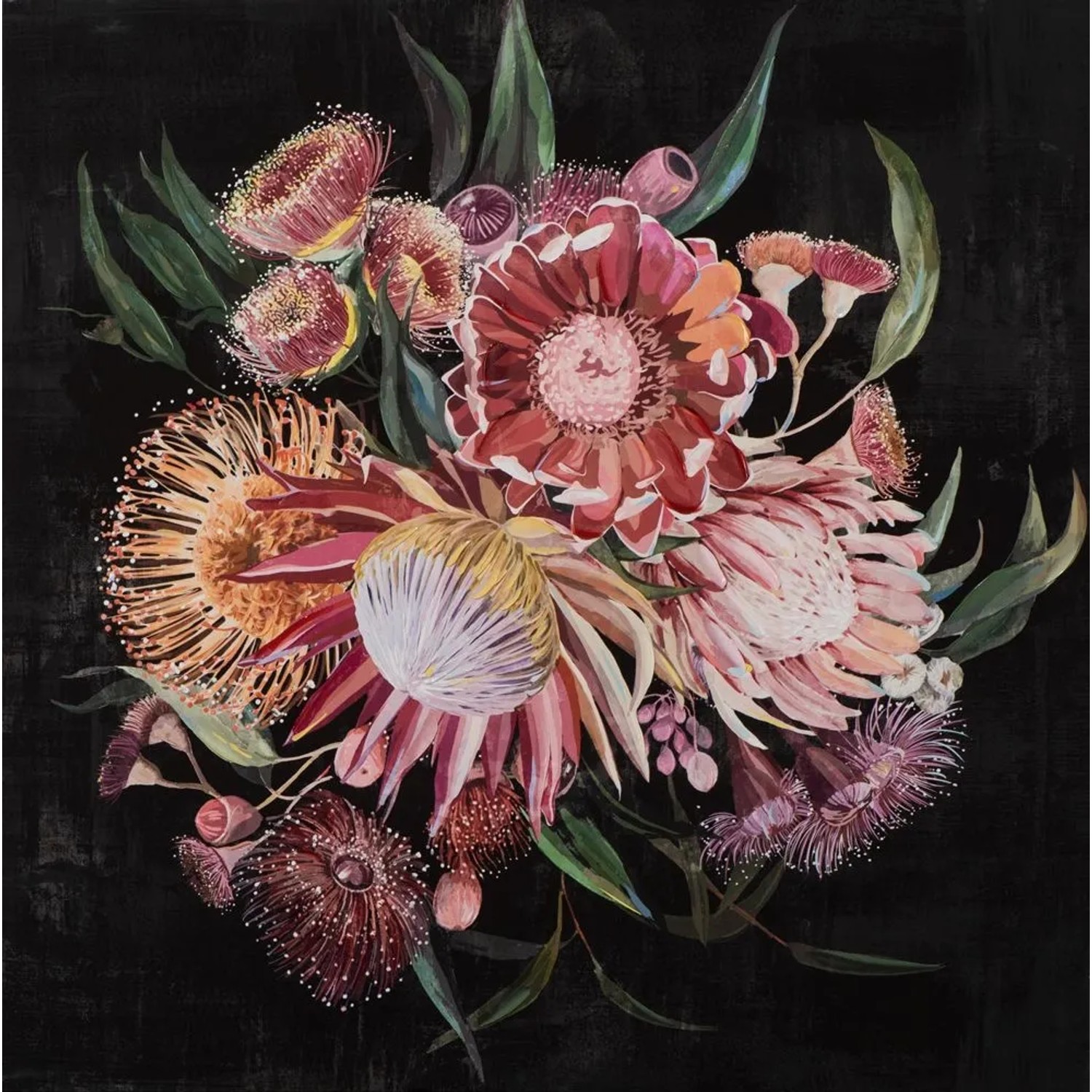 Art Universe Leinwandbild Blumenstrauß auf Dunklem Hintergrund 100 x 100 cm