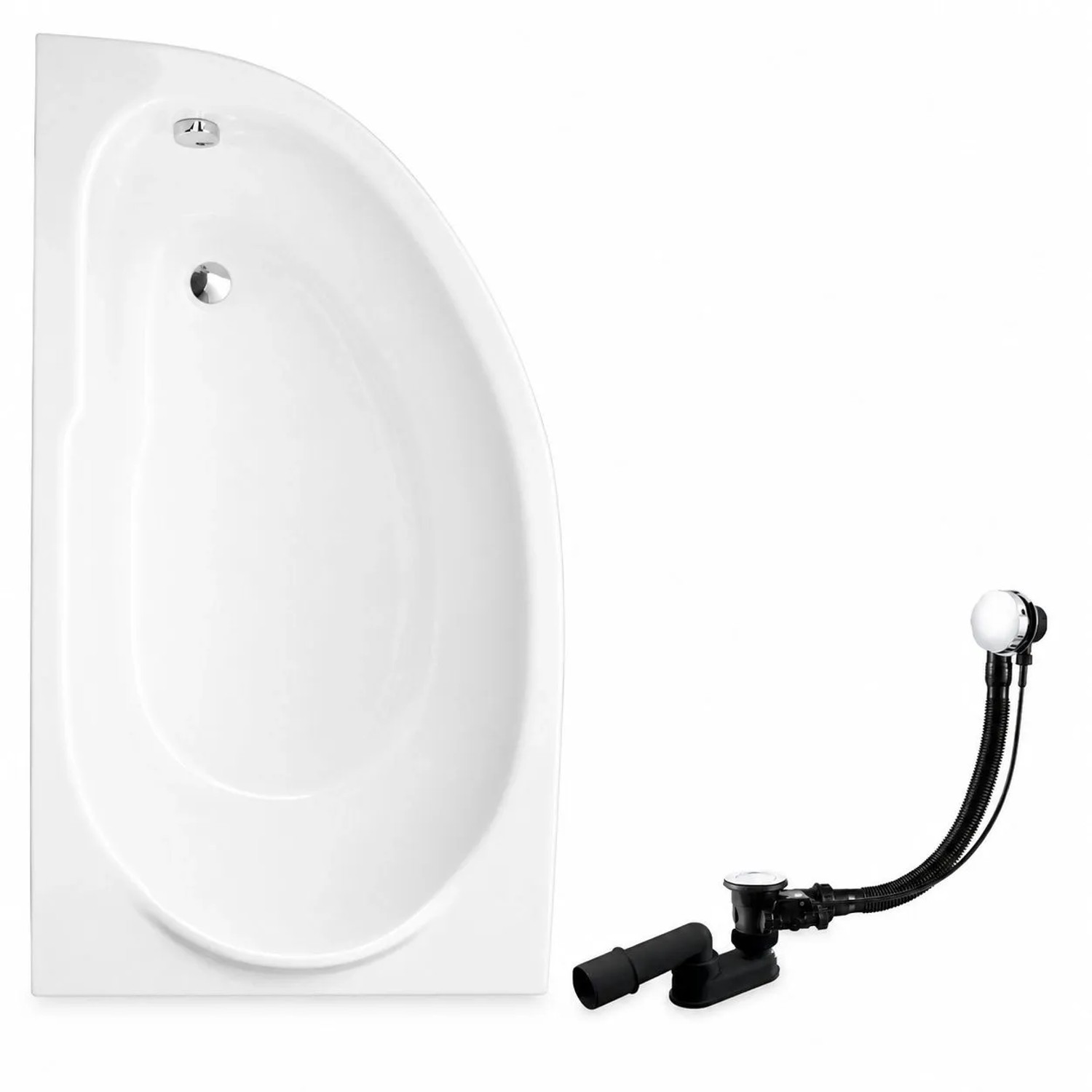 KOLMAN Badewanne Eckwanne 145 x 85 Cm Links Mit Styroporverkleidung Inkl. Ablauf Und Füße