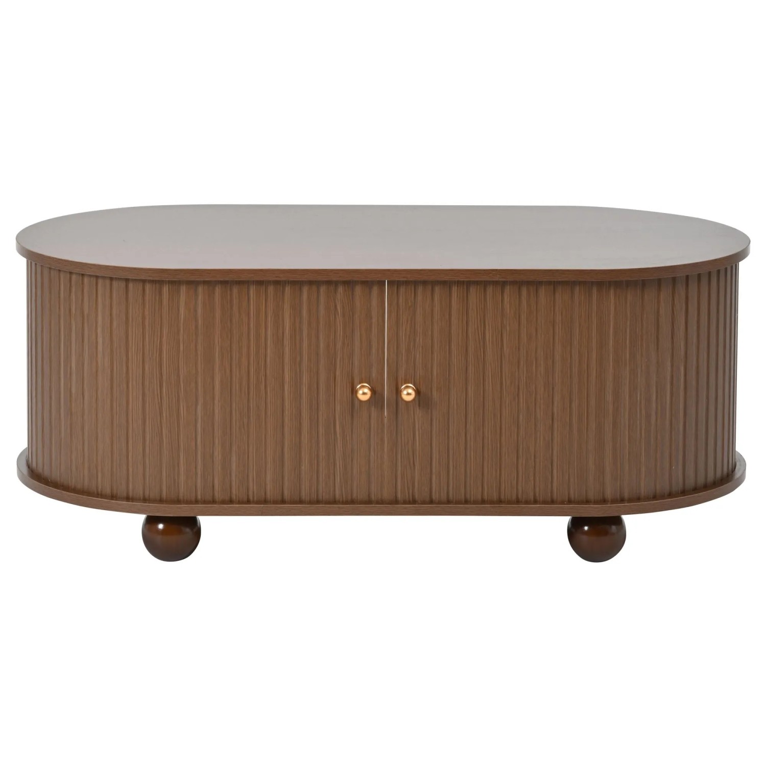okwish Couchtisch mit Stauraum und 360 Grad Schiebetüren 100 × 50 cm Nussbaum