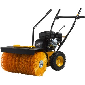 Texas Kehrmaschine Handy Sweep 650TG mit gelber Bürste und schwarzen Details.