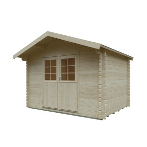Unbehandeltes Kiehn-Holz Gartenhaus KH 44-002, 300x230 cm. Holz-Gartenhaus mit Doppeltür.
