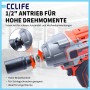 Schlagschrauber mit 1/2 Zoll Nuss für hohe Drehmomente. Robustes Chrom-Molybdän-Set für Kfz- und Mechanikanwendungen.
