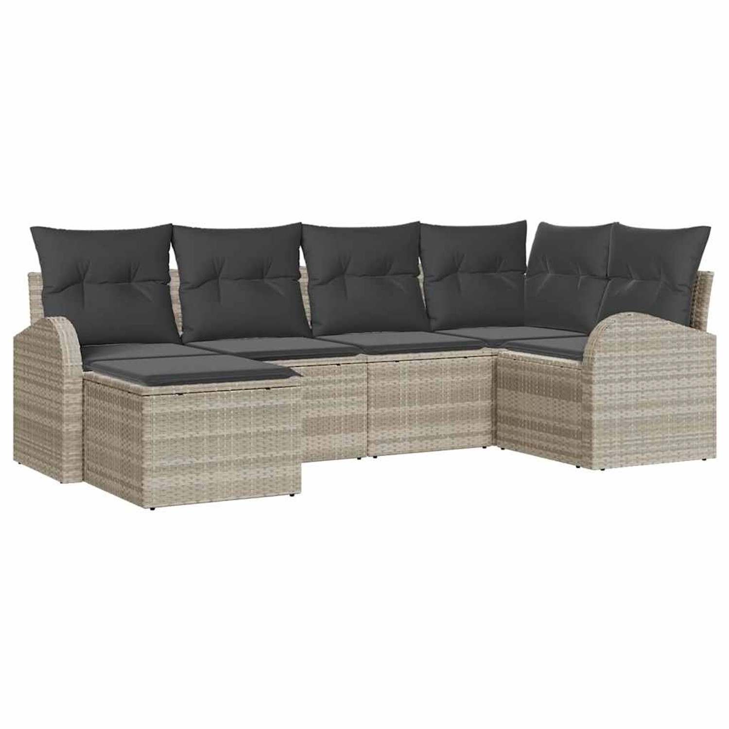 vidaXL Garten-Sofa-Set mit Kissen 6-Tlg Hellgrau Poly Rattan 3354781 günstig online kaufen