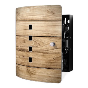 Banjado Schlüsselkasten aus Edelstahl mit Holzplanken-Motiv für 10 Schlüssel.