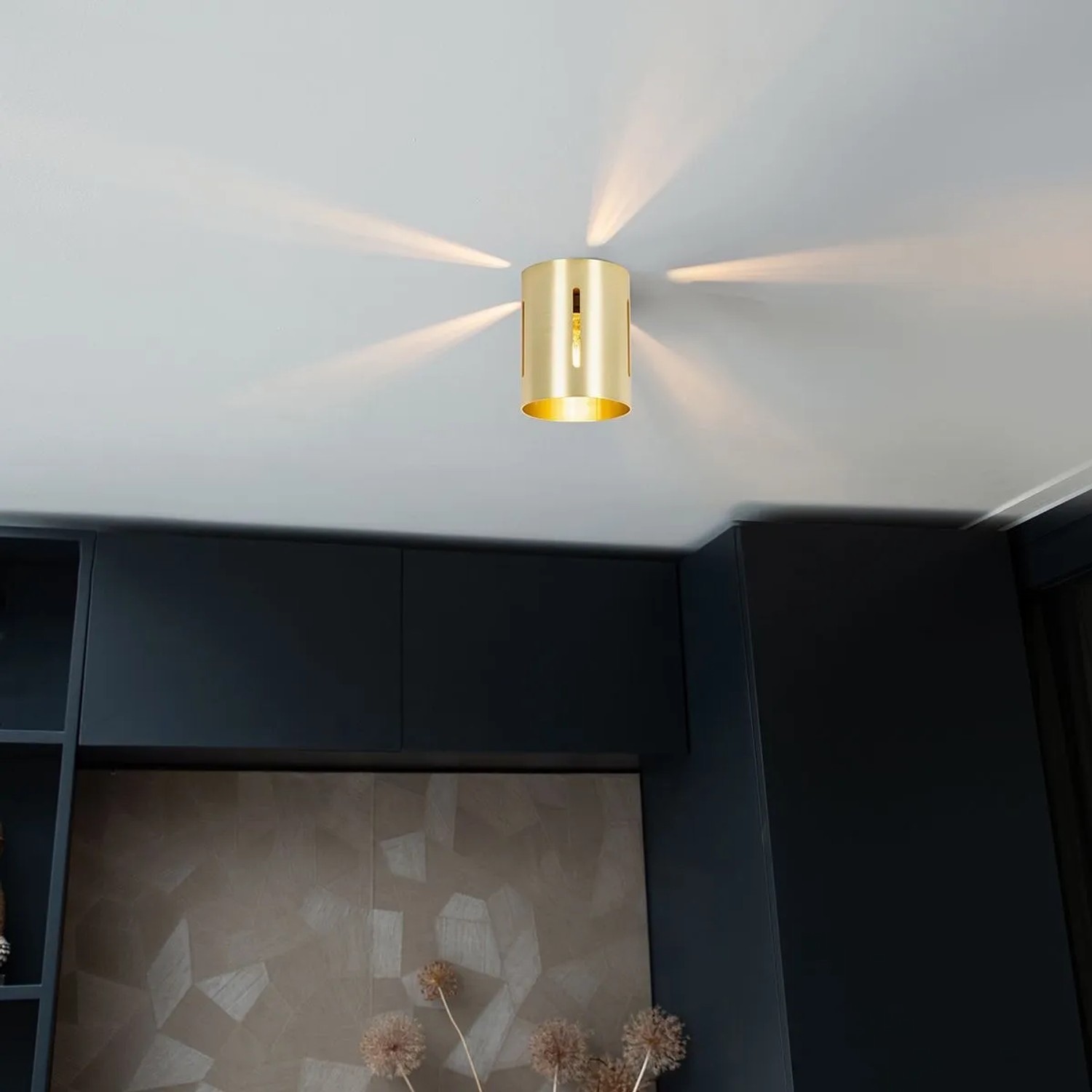QAZQA Design Deckenleuchte Gold mit Lichteffekt Yana