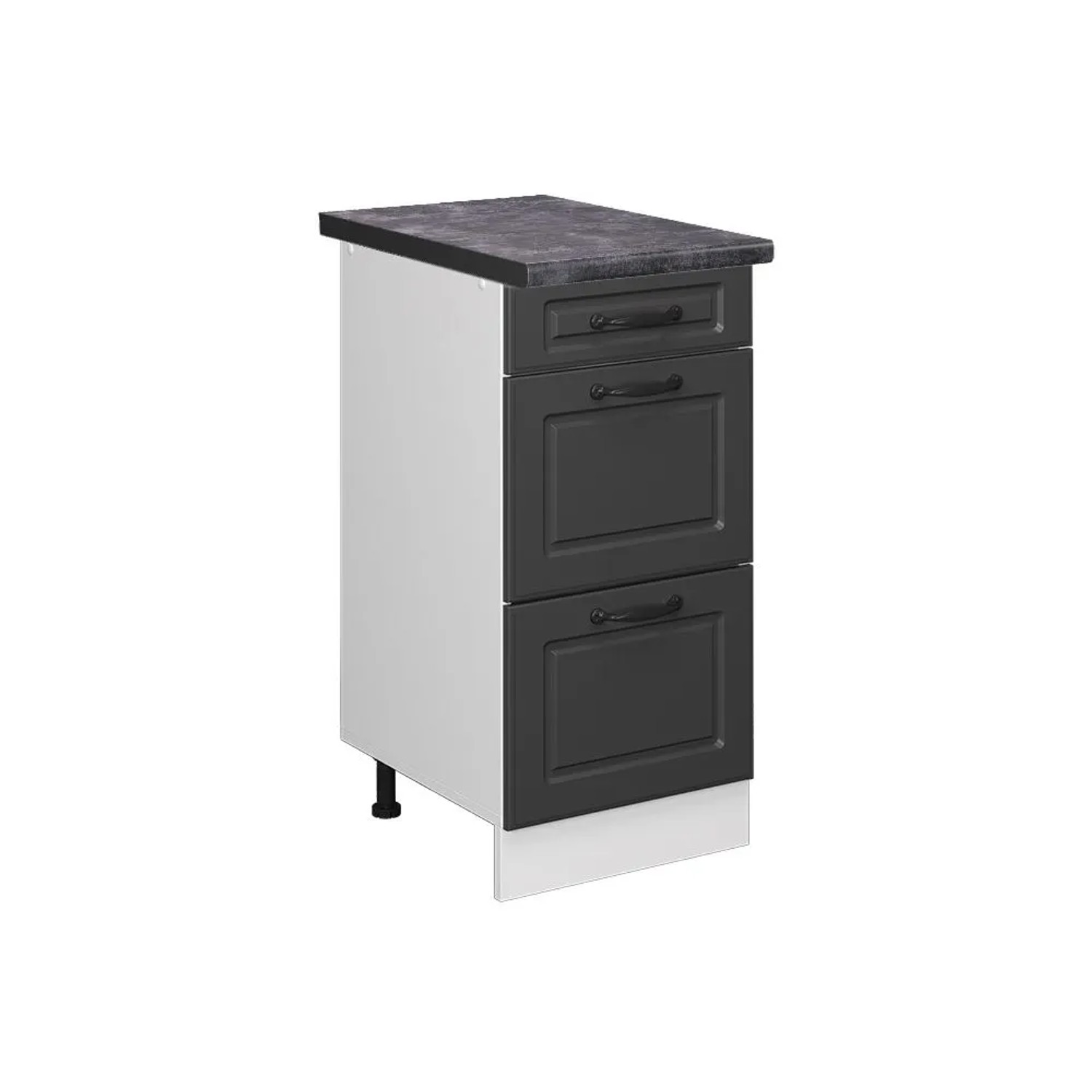 Vicco Küchenunterschrank R-Line Anthrazit Landhaus Weiß 40 cm mit Schubladen AP Anthrazit