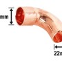 Kupfer Löt-Bogen, 22 mm Durchmesser, für die Installation von Kupferrohren.