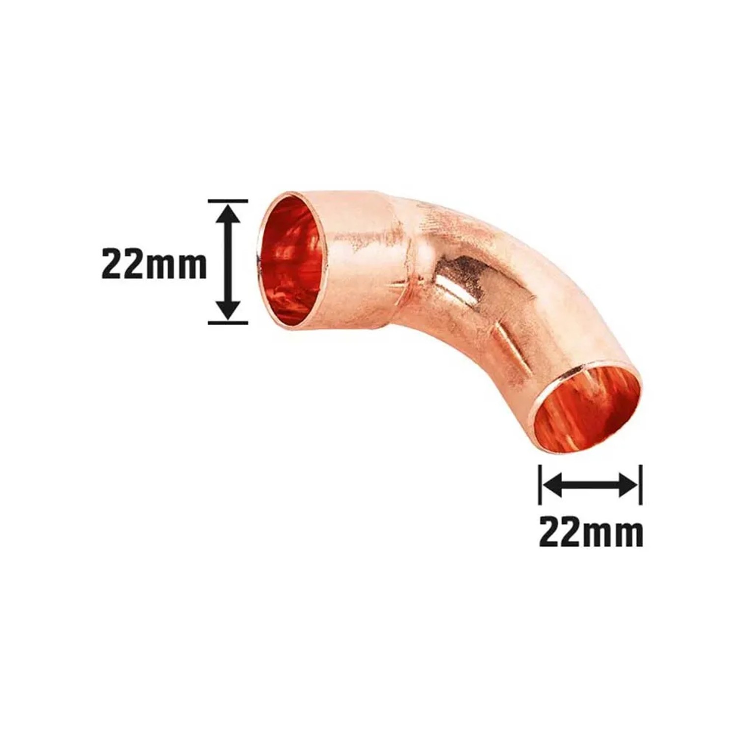 Kupfer Löt-Bogen, 22 mm Durchmesser, für die Installation von Kupferrohren.