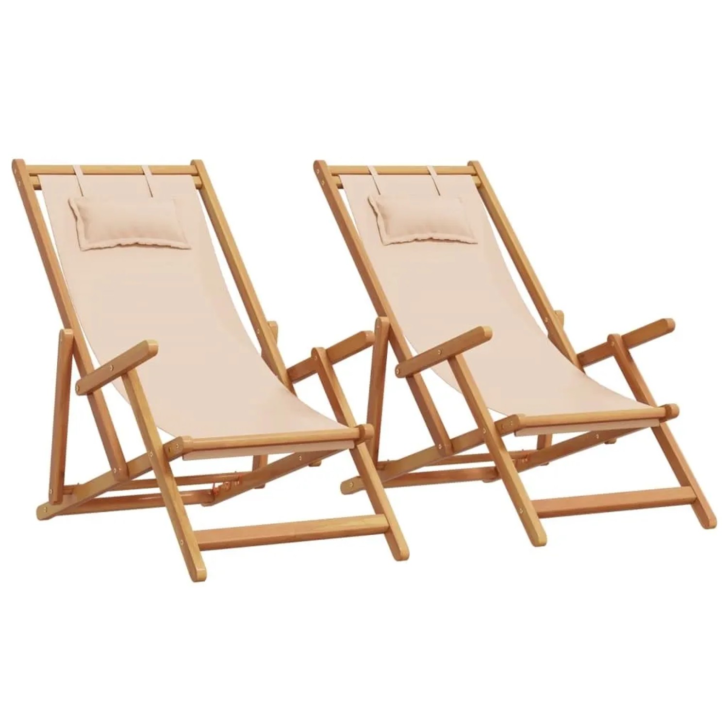 vidaXL Strandstühle 2 Stk Klappbar Beige Stoff und Massivholz 3214487