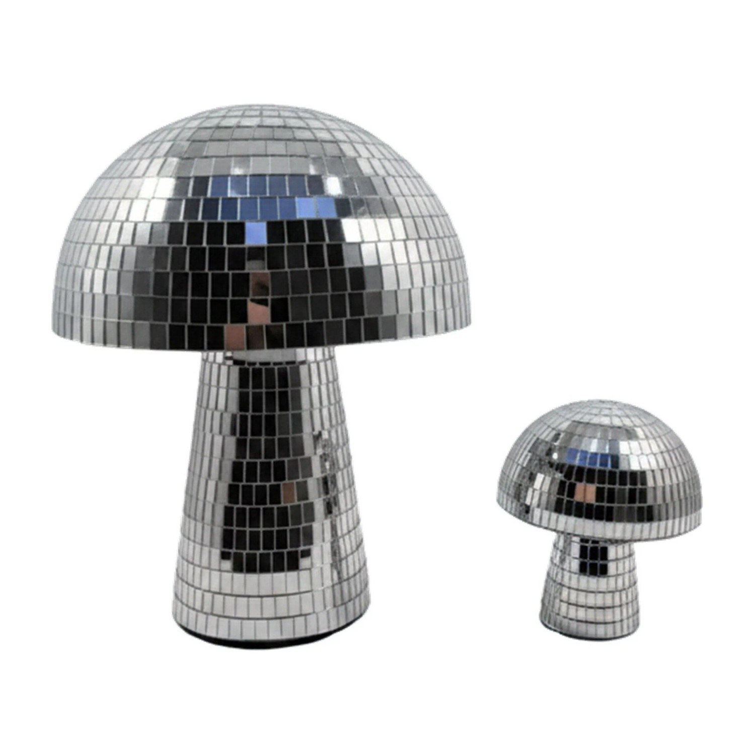 Relaxdays Disco-Pilze 2er Set Spiegelglas Silber Oberflächenschonend 25 cm x 21 cm 11 cm x 11 cm