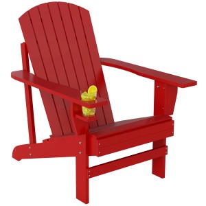 Outsunny Adirondack-Gartenstuhl Tannenholz 72L x 94B x 83H cm Rot