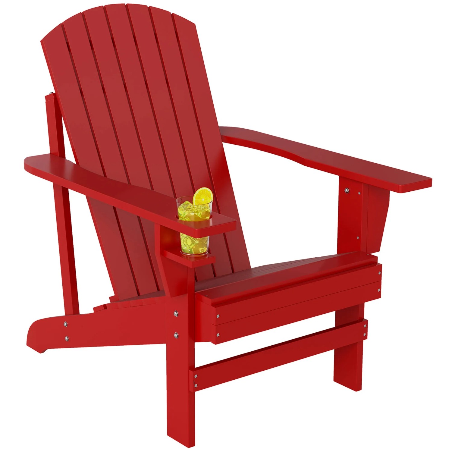 Outsunny Adirondack-Gartenstuhl Tannenholz 72L x 94B x 83H cm Rot