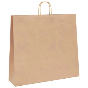 250 braune Papiertragetaschen mit Henkeln, 54x15x49 cm, ideal für Geschenke und Einkäufe.