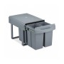 Relaxdays Einbaumülleimer Kunststoff Grau Ausziehbar 4 x 8 l 34,6 cm x 34 cm x 51,8 cm 6 kg