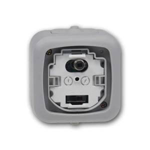 Detailansicht des ChiliTec Feuchtraum Bewegungsmelders IP44, geöffnet, zur Installation vorbereitet.