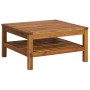 Quadratischer Akazienholz-Tisch mit Ablage für das vidaXL Garten-Lounge-Set.