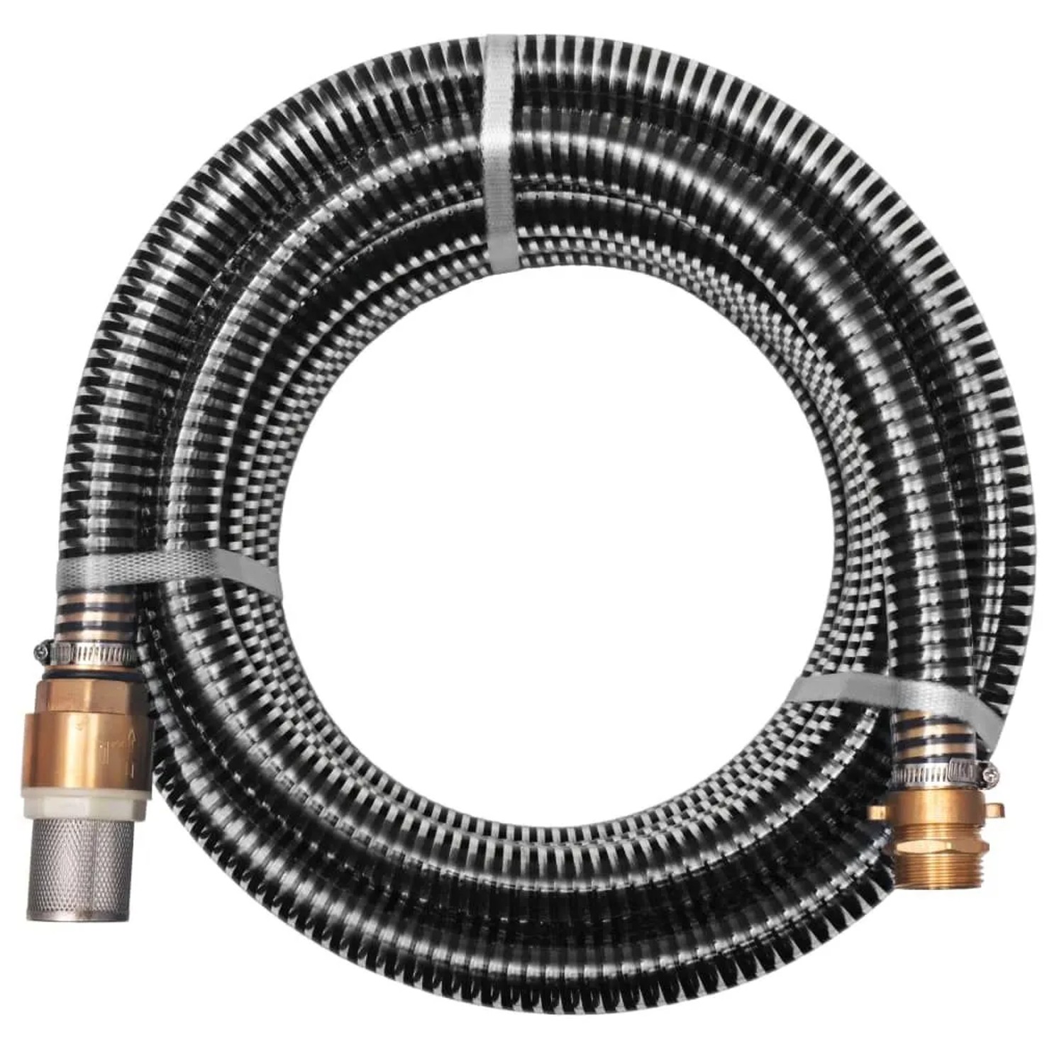 vidaXL Saugschlauch mit Messing-Anschlüssen 15 m 25 mm Schwarz 142892