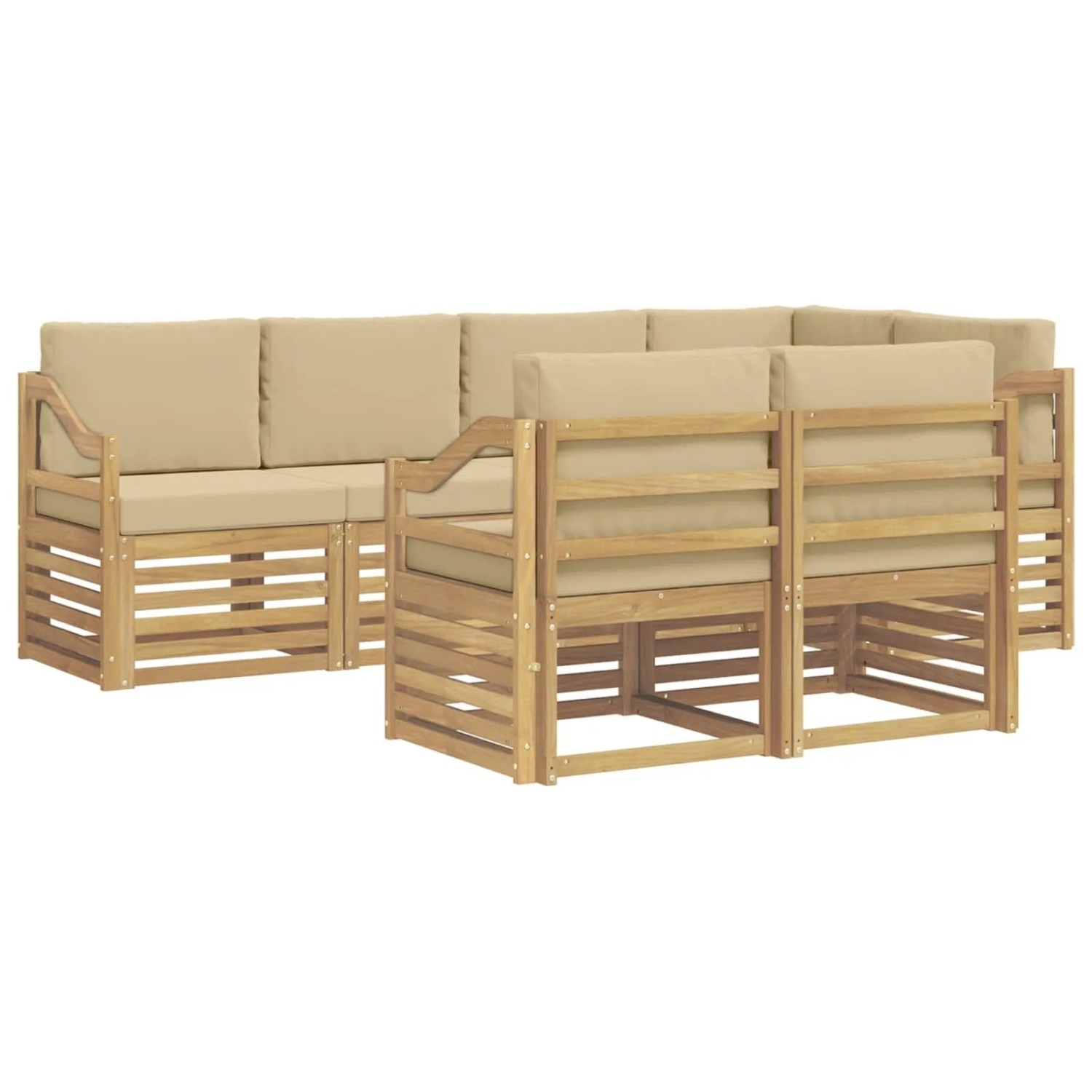 vidaXL Outdoor-Sofagarnitur 7 Stk Weiß und Beige 245 x 126,5 x 73 cm 3392013