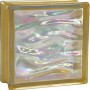 Glänzender Glasstein Aqua Perlmutt Gold, 19x19x8 cm, für Innen- und Außenbereich.