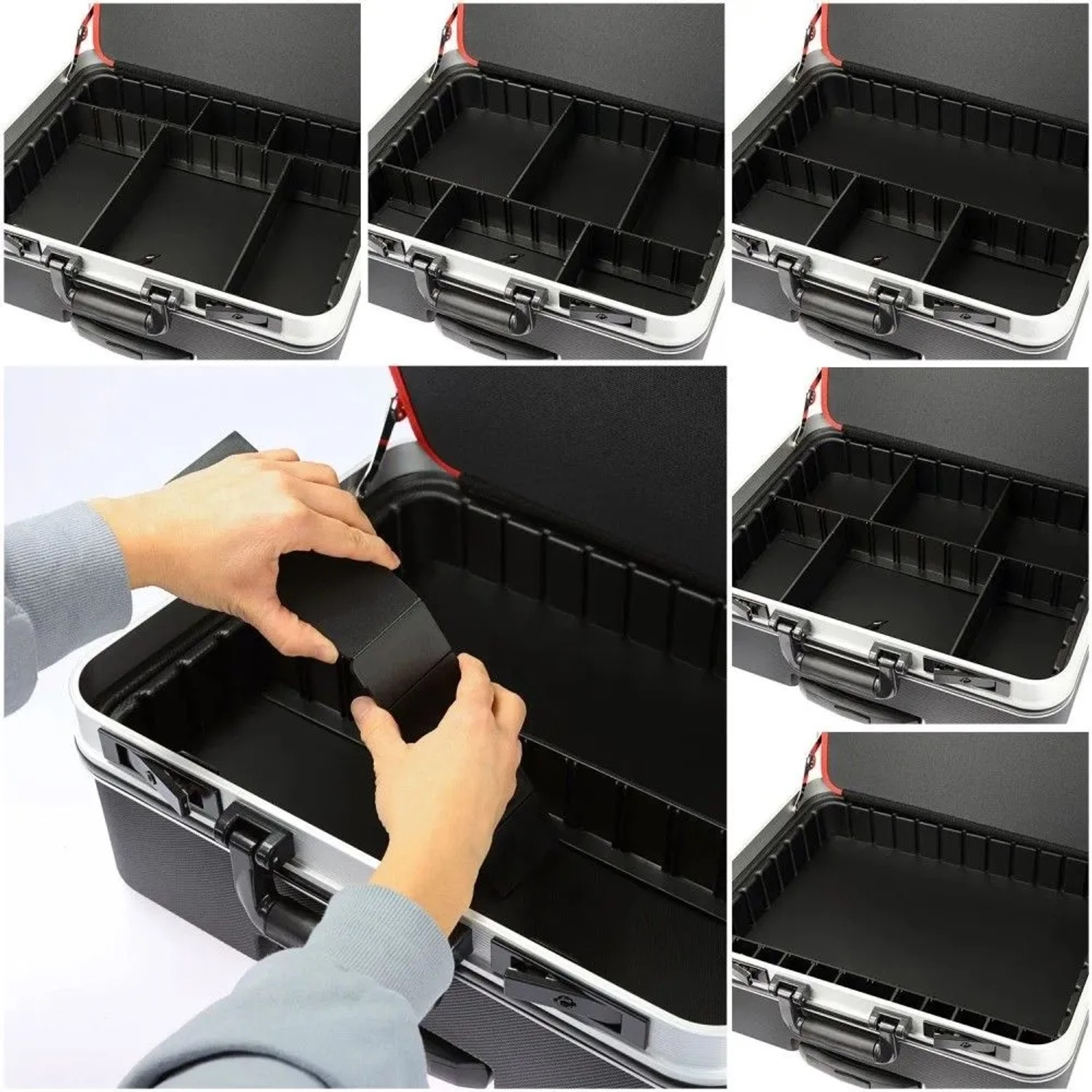 HMF 15602-02 Werkzeugtrolley Leer Werkzeugkoffer ABS-Kunststoff Rollen 47 x 40 x 24 cm_4
