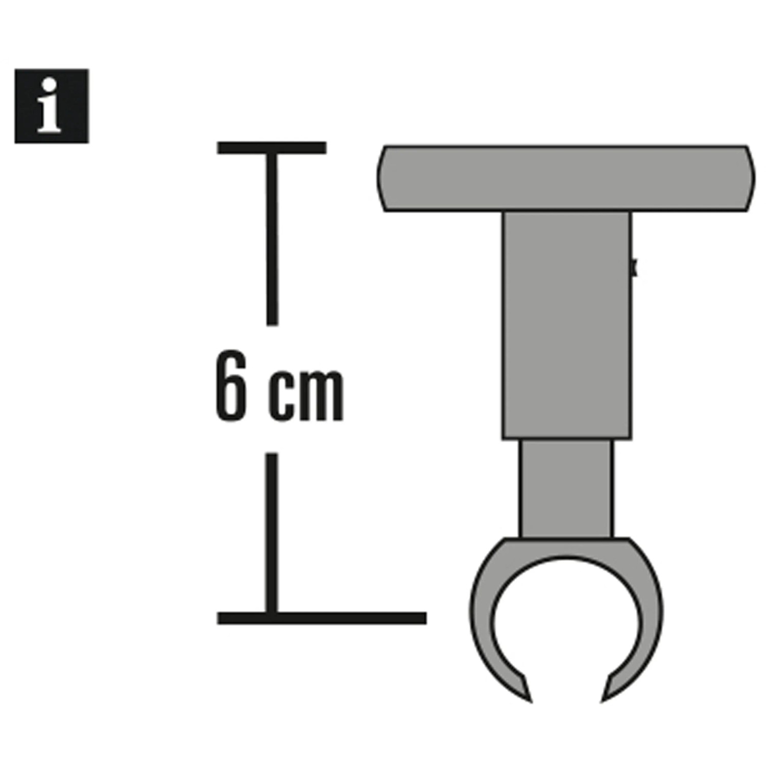 Abbildung des Gardinia Deckenträgers Chicago, weiß, 6 cm hoch, für 20 mm Stangen.