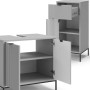 Graues Vicco Badmöbel-Set Eliza, 3-teilig: Waschtischunterschrank, Spiegelschrank und Midischrank.