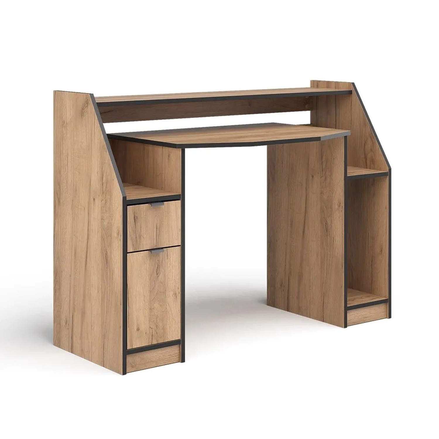 Vicco Gaming-Tisch Joel Goldkraft Eiche 123 x 90 mit 1 Schublade und 1 Tür Art Nr 41595