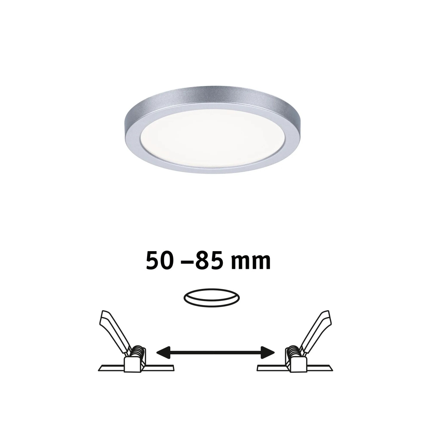 Paulmann Einbaupanel Areo, 6,5W, Chrom matt, neutralweißes Licht. VariFit-Technik für flexible Montage.