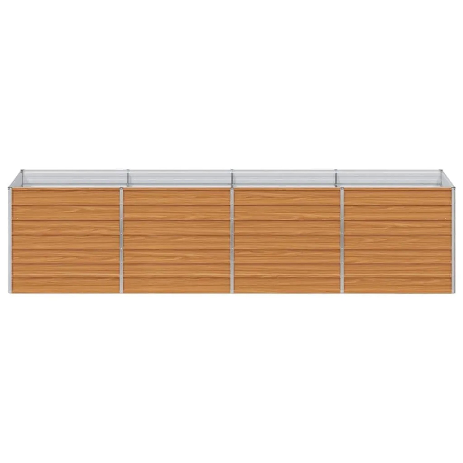 Hellbraunes vidaXL Hochbeet, 320x80x77 cm, aus verzinktem Stahl für Garten oder Terrasse.