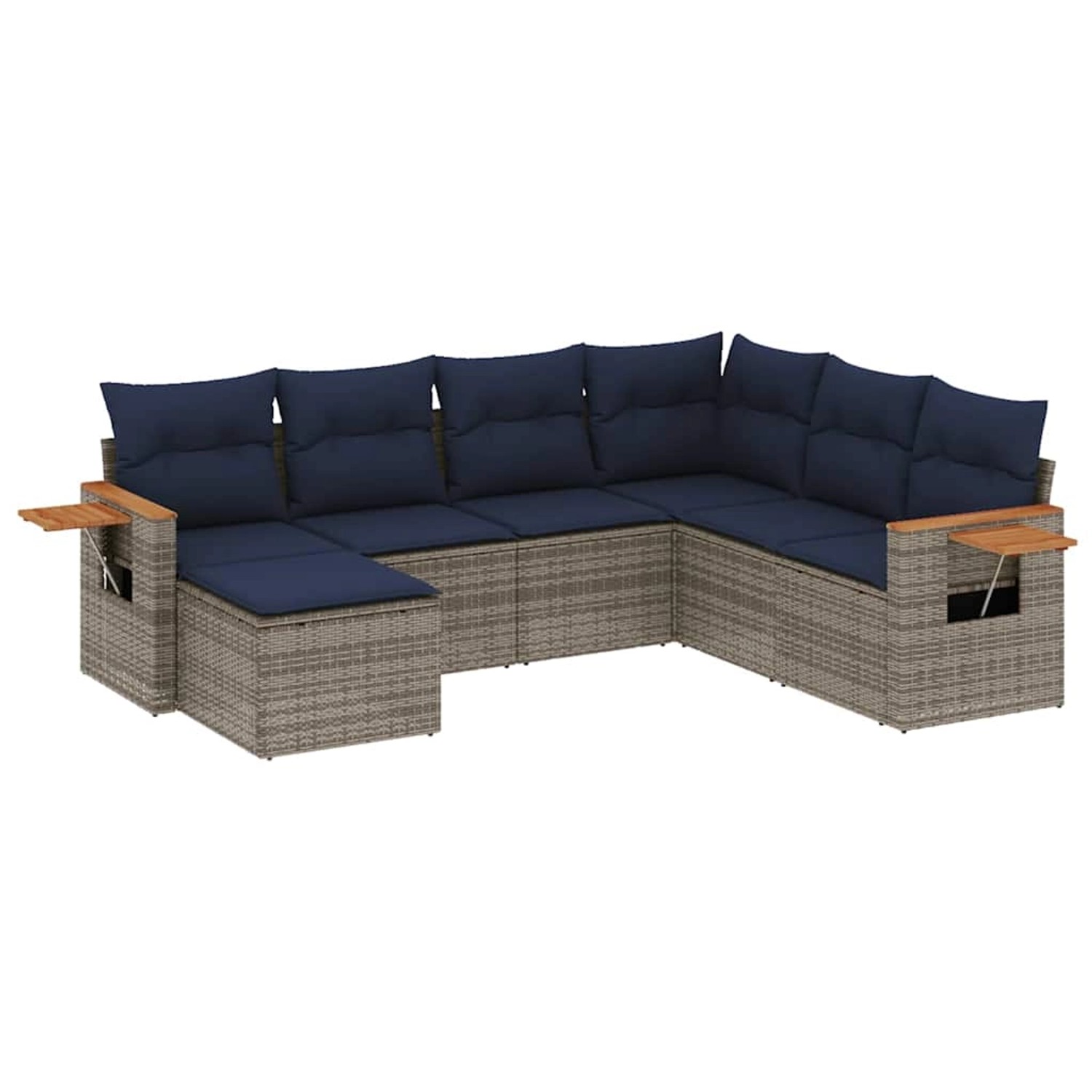 vidaXL 7-Tlg Garten-Sofagarnitur mit Kissen Grau Poly Rattan 3227048 günstig online kaufen