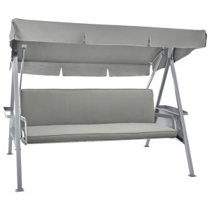 Beautissu Loft HS Hollywoodschaukelauflage, 180x50cm, hellgrau. Sitzkissen und Rückenauflage für 3-Sitzer Schaukel.