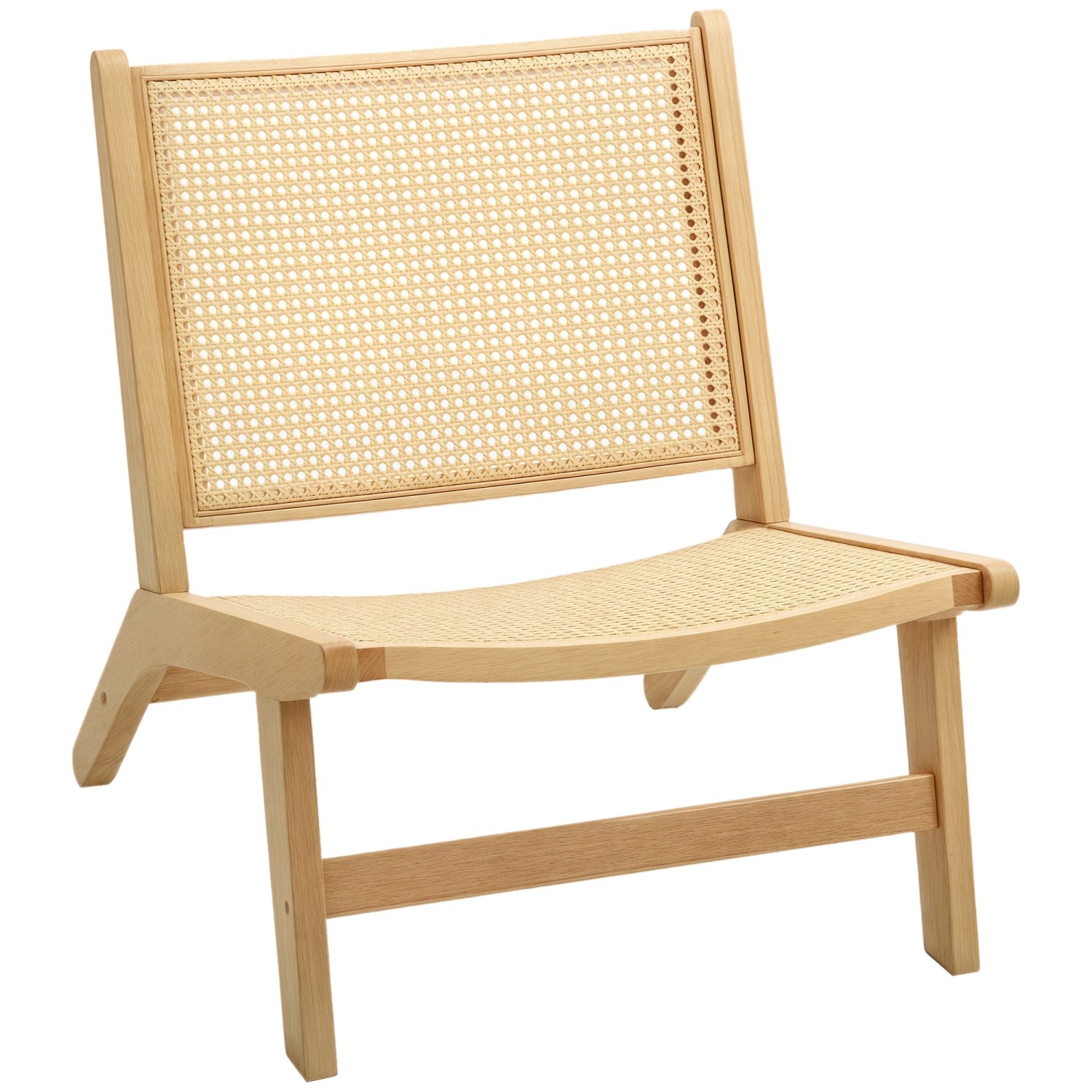 HOMCOM Sessel Relaxsessel Ohne Armlehne Stuhl für Wohnzimmer Schlafzimmer Naturholz