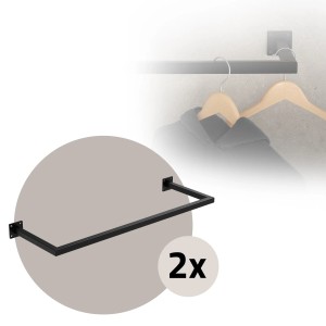 ML-Design 2er Set Wand-Kleiderstange, rechteckig, 30x90cm, schwarz, aus Stahl.