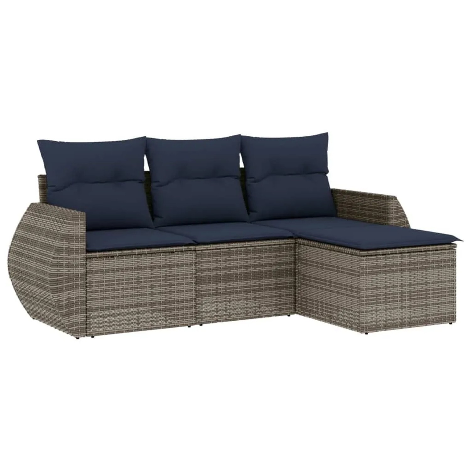vidaXL 4-Tlg Gartensofa-Set mit Kissen Grau Polyrattan 3221270 günstig online kaufen