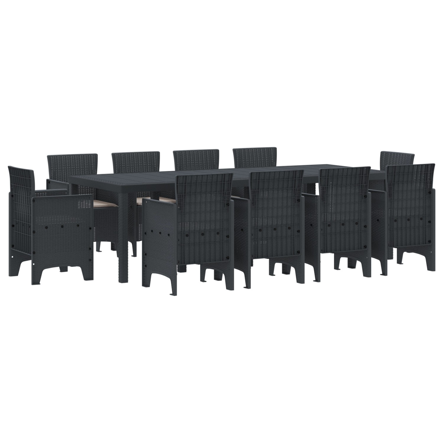 vidaXL 11-tlg Garten-Essgruppe mit Kissen Anthrazit Poly Rattan 3378593 günstig online kaufen